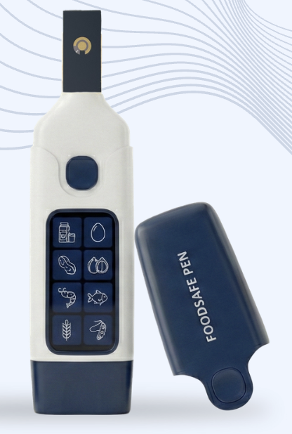 FoodSafe allergen detection pen on a linen tablecloth