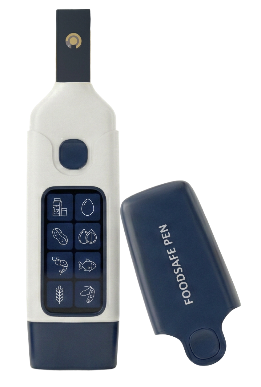 FoodSafe allergen detection pen on a linen tablecloth